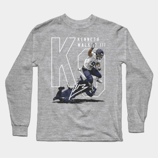 Kenneth Walker III Seattle Hurdle Long Sleeve T-Shirt by ClarityMacaws